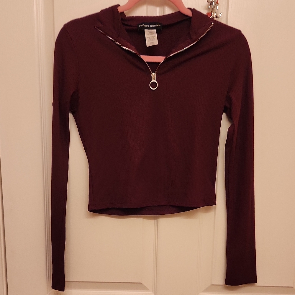 Red Fitted Crop Sweatshirt